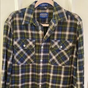 Pendleton Blue and Green Casual Button Down Shirt